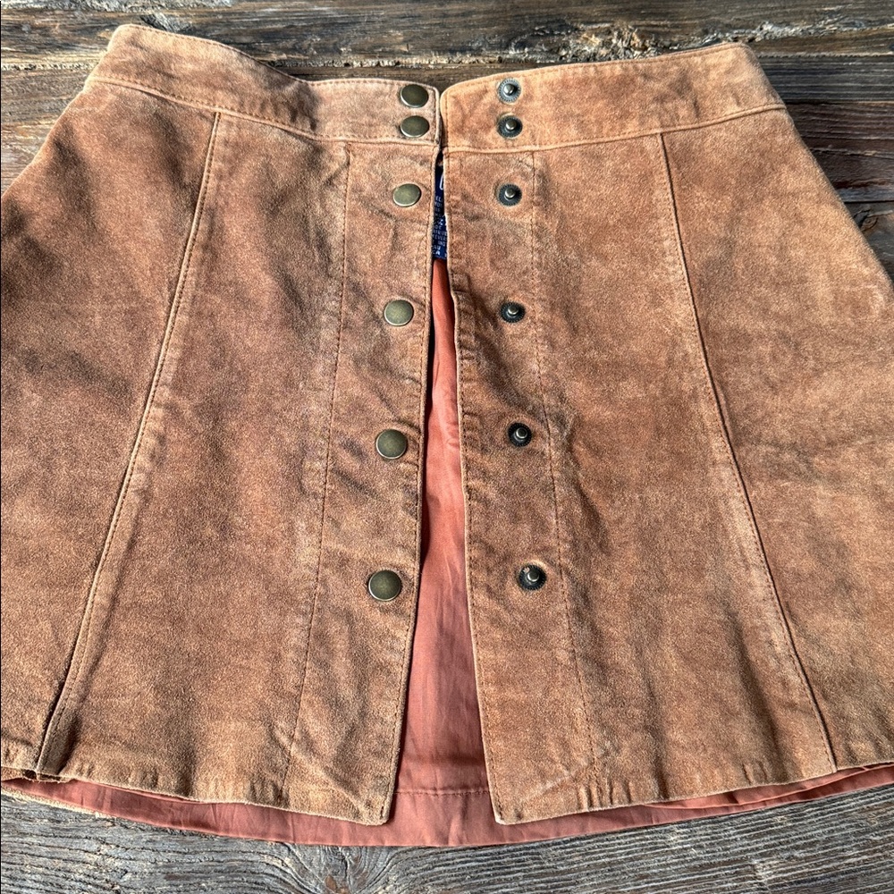GAP vintage real suede snap skater skirt mini‎ EVC size small - Picture 6 of 8